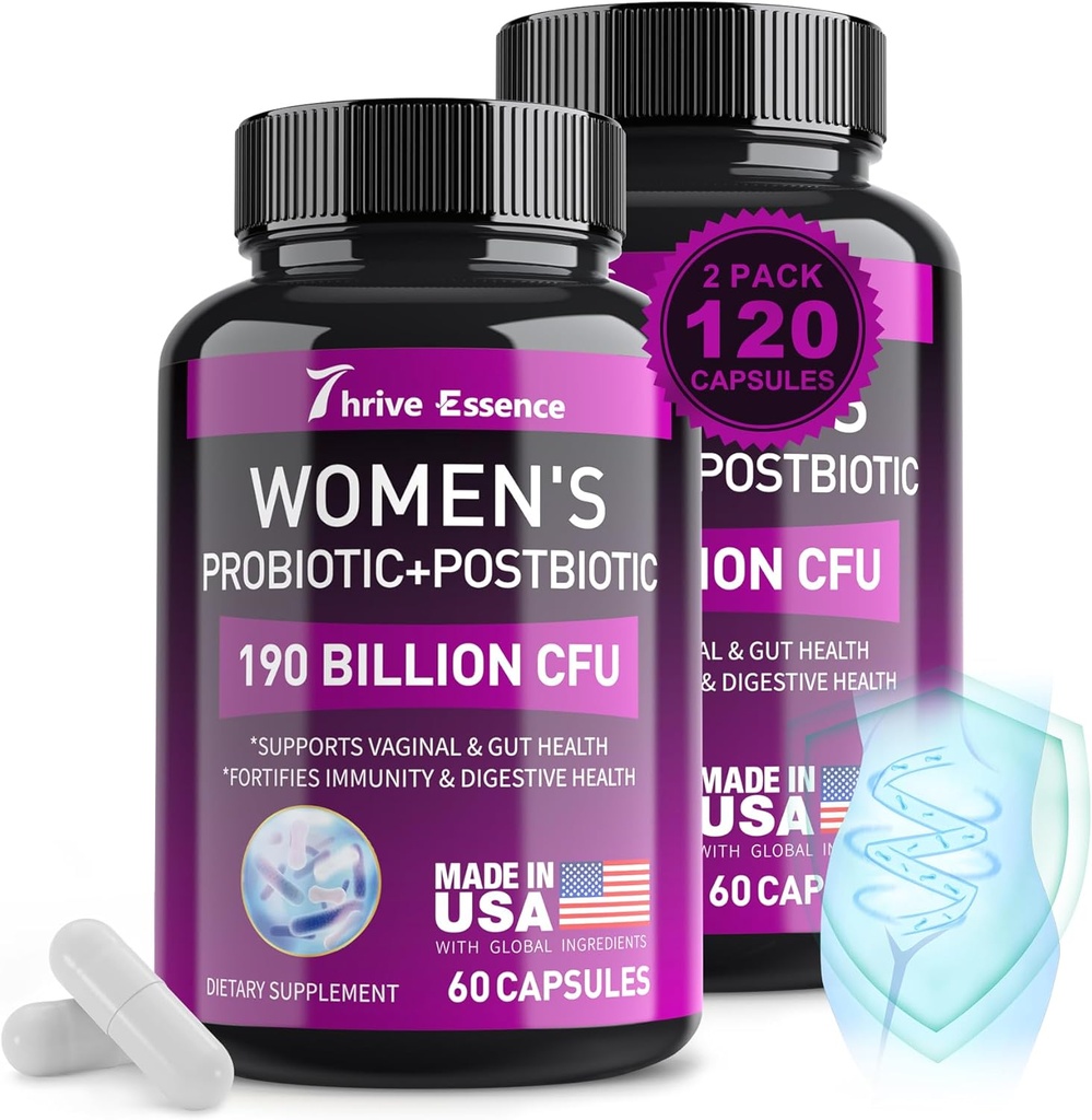 Probiotics for Women 190 Δισεκατομμύρια CFU - 10 Strains & Postbiotics for Wowen- Immune, Digestive, Gut, Κολπική & Ουρική Υγεία, PH Ισορροπία- Υποστηρίζει Περιστασιακή Δυσκοιλιότητα, Αέριο & Αίμα, 120 Κάψουλες