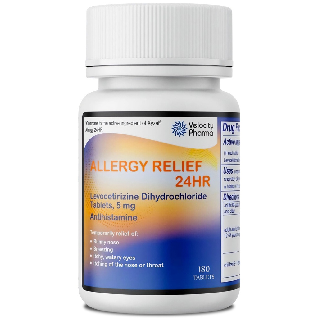 Levocetirizine Dihydrochloride 5mg δισκία USP, 24 ώρες Αλλεργία Ανακούφιση Μη-Νύχτα Αντιισταμινικά, 180 μέτρα