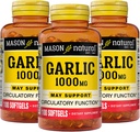 MASON ΦΥΣΙΚΟ Σκόρδο Oil 1000 mg, 300, Ημέρα προσφοράς Softgels, Υποστηρίζει την κανονική λειτουργία κυκλοφορίας, 3 συσκευασία