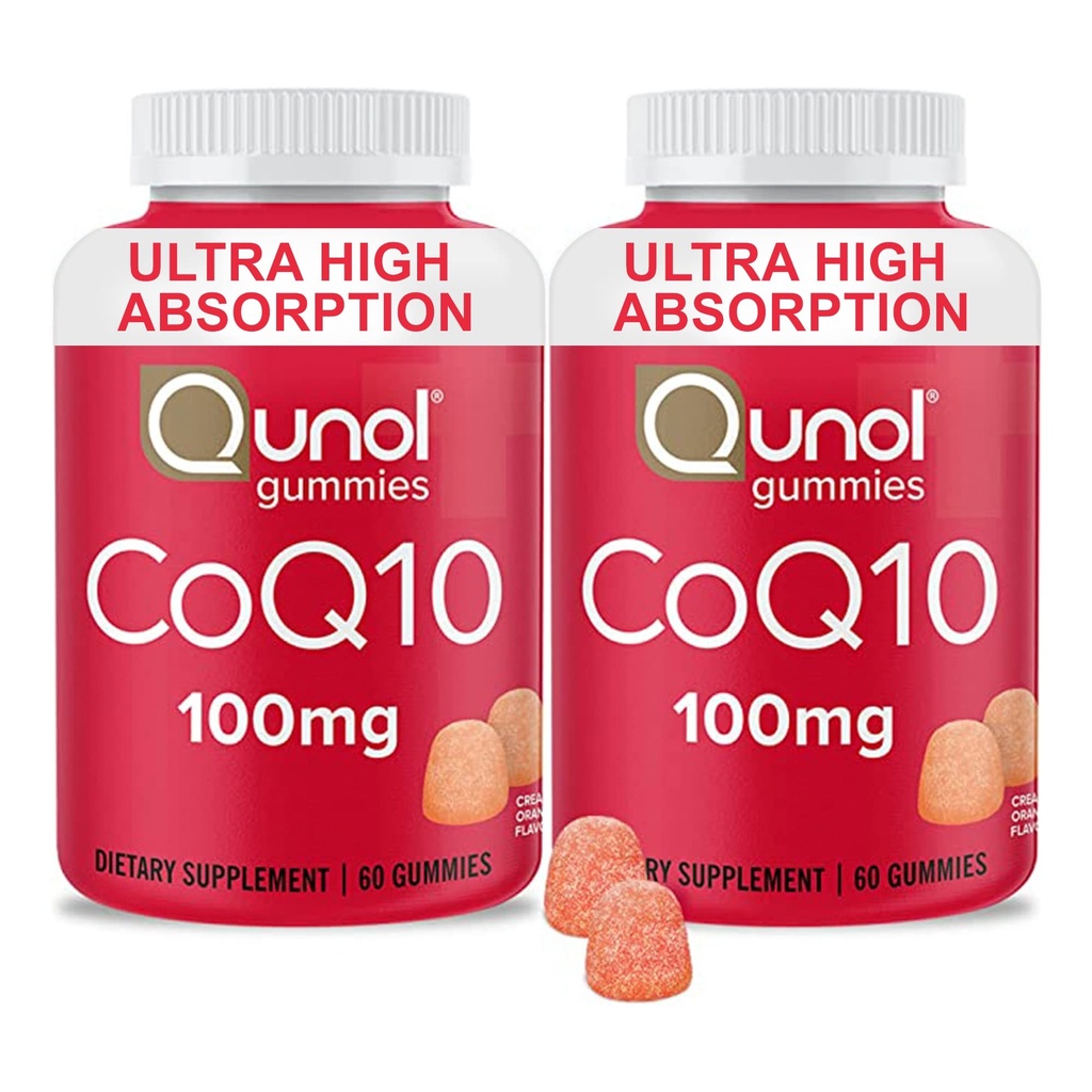 Qunol CoQ10 Gummies, CoQ10 100mg, Delicious Gummy Συμπληρώματα, Βοηθά στην υποστήριξη της υγείας της καρδιάς, Vegan, Χωρίς γλουτένη, Ultra Υψηλή Απορρόφηση, 2 Μήνες Προμήθεια (60 Count, Pack of 2)