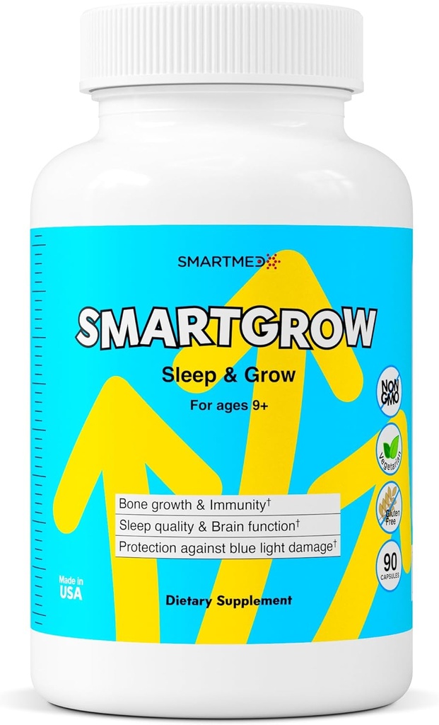 SMARTGROW 5-σε-1 Προώθηση ισχυρών οστών Ασβέστιο ματιών & υγείας, βιταμίνη D3, Αμινοξέα – Βοήθεια για τον ύπνο, Ανοσολογική Υποστήριξη, Εγκεφαλική & Οφθαλμική Υγεία – 90 κάψουλες