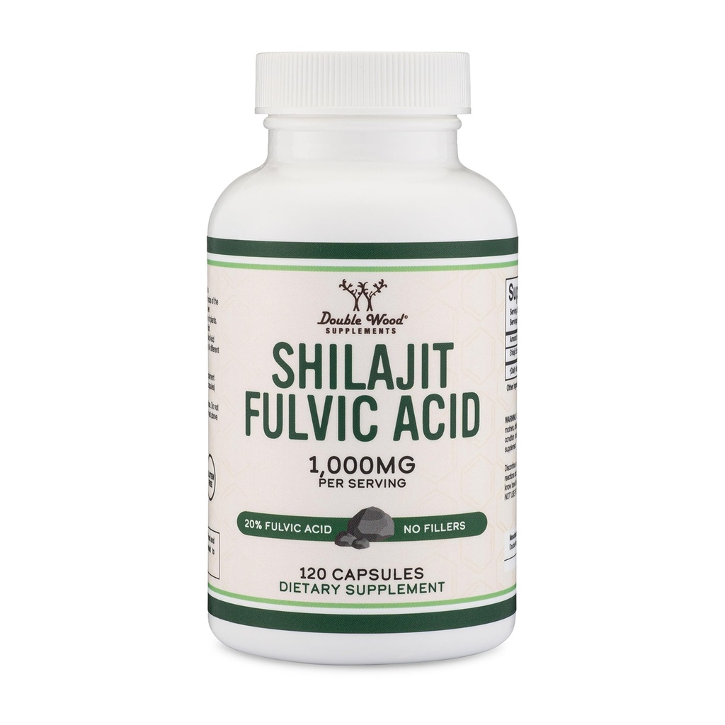 Shilajit Αγνά κάψουλες Ιμαλαΐων (20% Fulvic Acid Supplement) 1.000mg Αυθεντικό εκχύλισμα Shilajit ανά υπηρεσία, 120 Count (High in Trace Minerals, No Fillers) by Double Wood