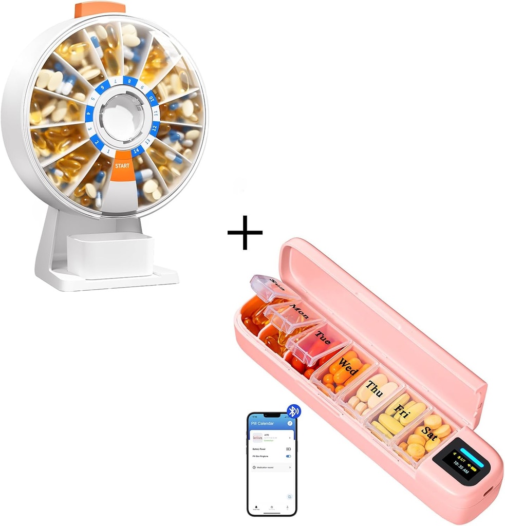 Daviky Pill Dispenser Καθημερινά, Μεγάλο Χάπι Οργάνωσης, Αυτόματη Pill Dispenser, Smart Pill Organizer με Συναγερμό