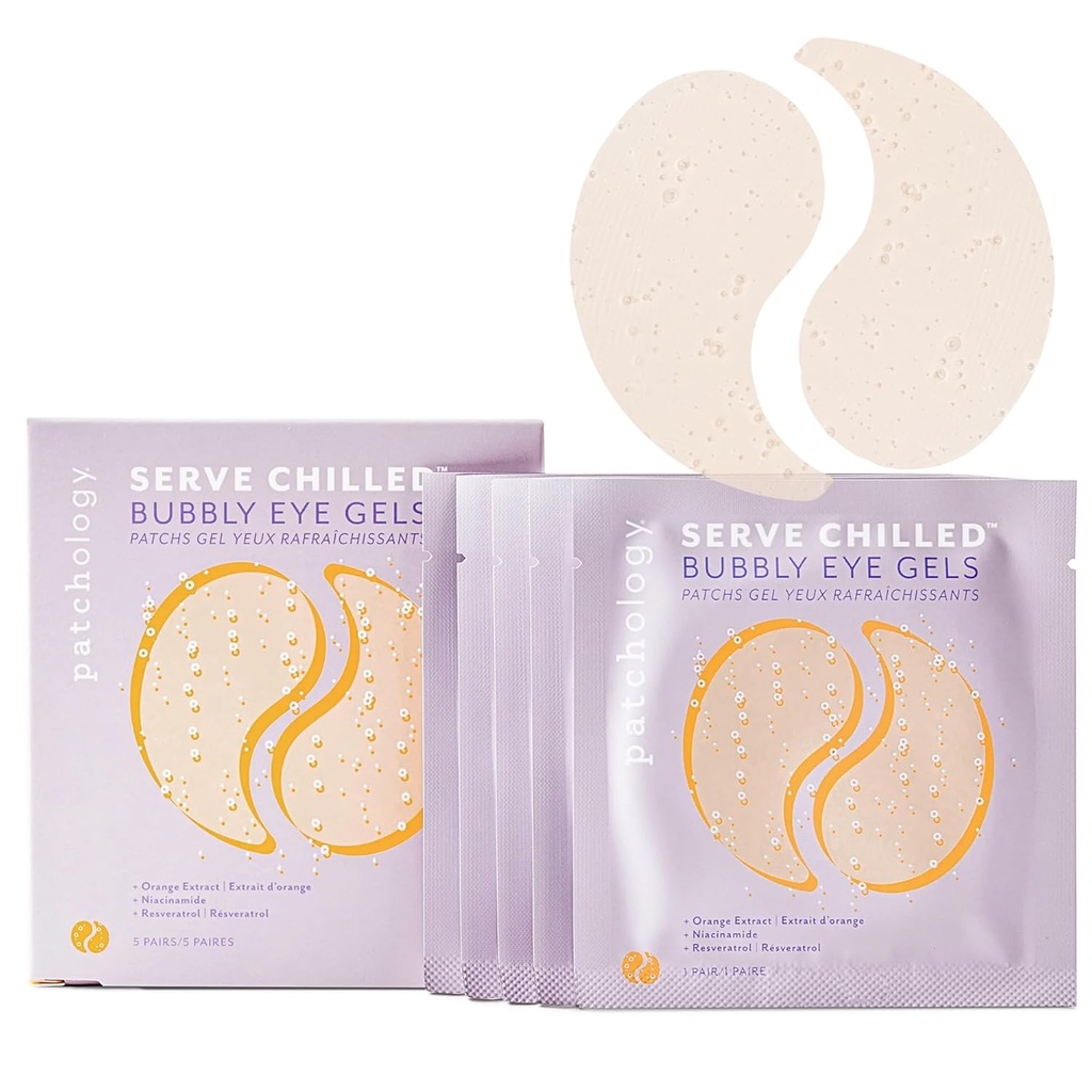 Patchology Serv Chilled Bubbly Eye Gels με Νιακιναμίδη, Hydrating Under Eye Patches με Νιακιναμίδη και Βιταμίνη C, Under Eye Gel Pads με Gel Technology, Προϊόντα περιποίησης προσώπου - 5 Pairs
