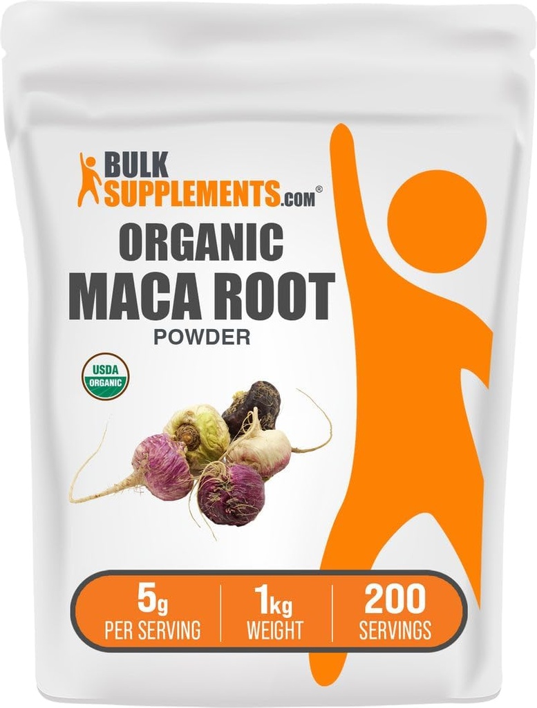 BulkSupplements.com Βιολογική σκόνη Maca - Βιολογική σκόνη ρίζας Maca, Superfood Supplement - Χωρίς γλουτένη, 5g ανά σερβίρισμα, 1kg (2,2 lbs) (πακέτο των 1)