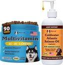 Natural Dog Company Multivitamin Chews & Coldwater Atlantic Salmon Oil Bundle – Προηγμένη Ανοσολογική Υποστήριξη, Κοινή Φροντίδα, και Γνωστική Υγεία για Senior Dogs – Τέλειο ημερήσιο συμπλήρωμα, 90 Chews + 16oz Oi