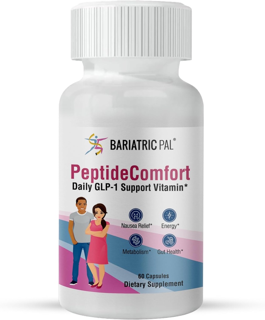 BariatricPal PeptideComfort™ - Daily GLP-1 Support Vitamin for Nausea Relief, Energy, & Metabolic Health (60 Capsules)