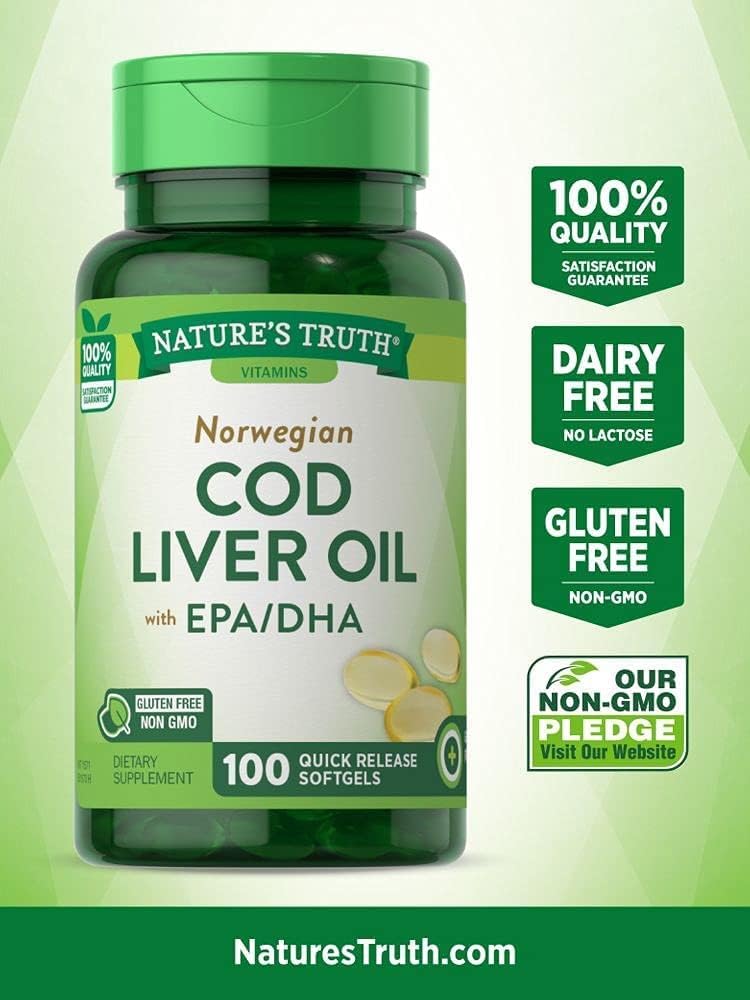Norwegian Cod Liver Oil Dietary Supplement - 100 Softgels, Pack of 6
