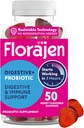 Florajen Βιολογικά Προβιοτικά Gummies για γυναίκες & άνδρες - Gut Health & Immune support συμπλήρωμα - Δυσκοιλιότητα & Bloating Relief - 50 Gummies