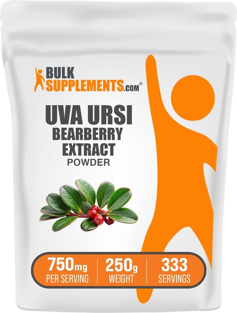 BulkSupplements.com Bearberry Leaf Extract Powder - εκχύλισμα Uva Ursi, συμπλήρωμα βοτάνων - Vegan & Gluten Free, 750mg ανά Σερβίρισμα, 250g (8,8 oz) (πακέτο του 1)