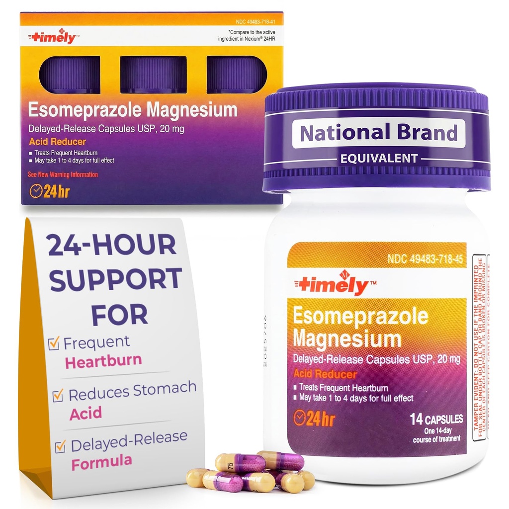 Επίκαιρη Esomeprazole Magnesium 20mg Antacid Pills - Στομαχικό οξύ Reducer, Συχνές Heartburn Relux Medicine & Acid Reflux Medicine - 24 ώρες Esomeprazole Delayed Release Κάψουλες - 42 Count