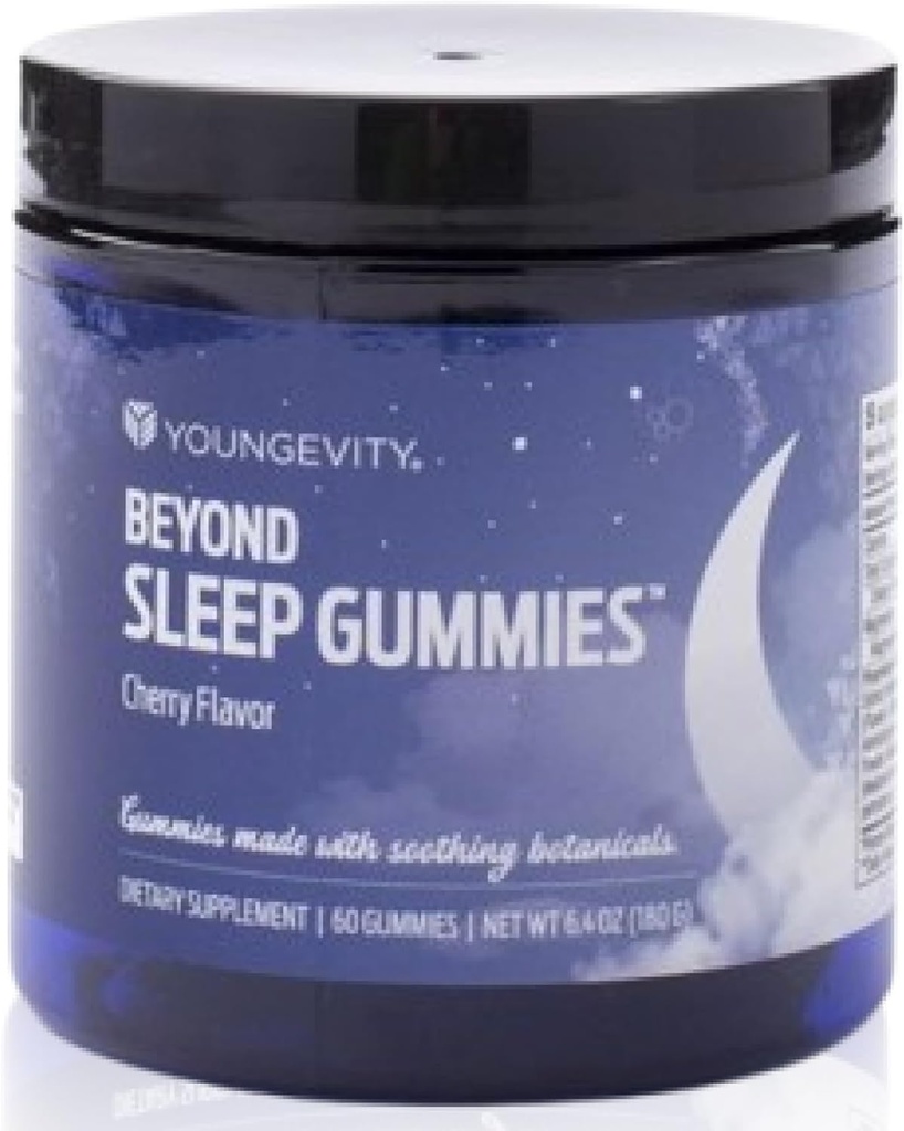 Youngevity Beyond Sleep Gummies – Μελατονίνη, GABA, L-Tryptophan, Χαμομήλι – Υποστηρίζει τον Ξεκούραστο Ύπνο και την Χαλάρωση – Ταρτ Κεράσι Γεύση – 60 Vegan, Gummies Χωρίς ζάχαρη