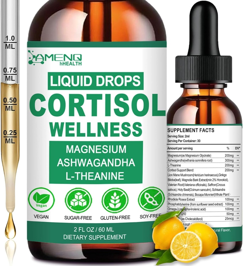 Cortisol Συμπληρώματα για γυναίκες & άνδρες, 16-σε-1 Cortisol Retuser Detox Manager w. Μαγνήσιο, Ksm-66 Ashwagandha, L-Θεανίνη, Rhodiola, Phosphatidylserine για κάτω Cortisol, Recess Mood, Focus Support