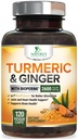 Turmeric Curcumin Supplement - 2000mg Organic Turmeric Per Serving - 95% Curcuminoids, Ginger & BioPerine Black Pepper for Best Absorption - Natural Vegan Joint Support, Bottled in USA - 120 Capsules