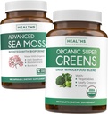 Ιρλανδική Θάλασσα Moss & Βιολογικό Super Greens (3-Month Supply) Πράσινο Θάλασσα Synergy Bundle - Βιολογικό Ιρλανδικό Seamoss - Ακατέργαστο Vegan Superfood (180 Caps) & Βιολογικό Πράσινο Σκόνη με 28 Φρούτα & Λαχανικά (180 Caps)