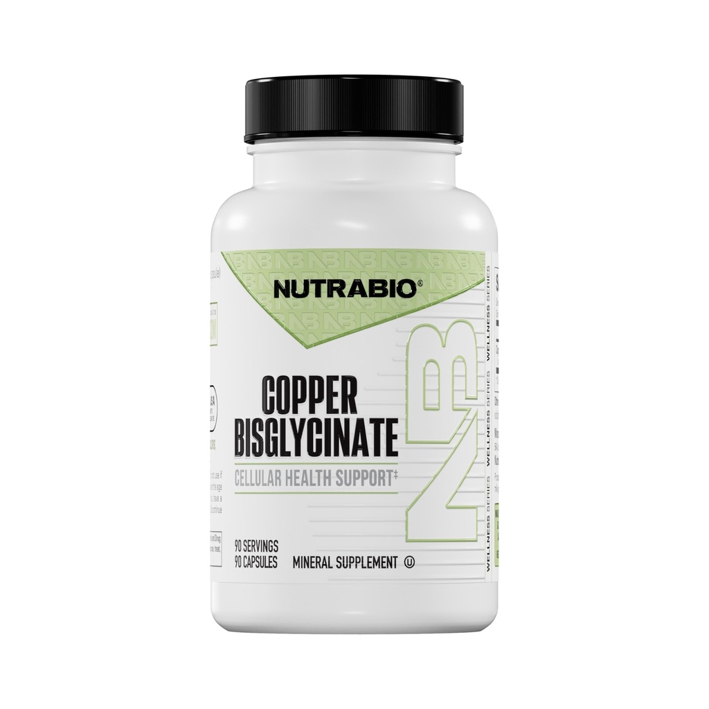 NutraBio χημικώς διγλυκινικός χαλκός συμπλήρωμα (3mg), ανοσοποιητική υποστήριξη - συμπλήρωμα χαλκού- 90 κάψουλες