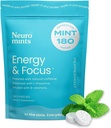 NeuroGum Energy Caffeine Mints (180 κομμάτια) - Ζάχαρη χωρίς L-theanine + Φυσική καφεΐνη + Βιταμίνη B12 & B6 - Nootropic Energy & Focus Supplement for Women & Men - Keto & Vegan, Peppermint Flavor