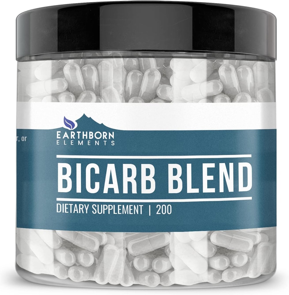 Earthborn Elements Bicarb Blend 200 κάψουλες, καθαρό & μη αραιωμένο, χωρίς πρόσθετα