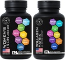 Beauty Collagen Complex and Vegan Iron Supplements for Women - Age Defense Bundle