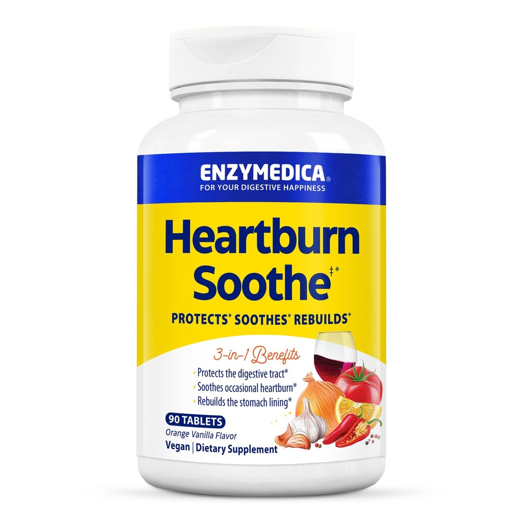 Enzymedica, Heartburn Soothe, Fast-Active Digestive Aid, Πορτοκαλί βανίλια, 90 μάσημα (45 σερβιρίσματος)