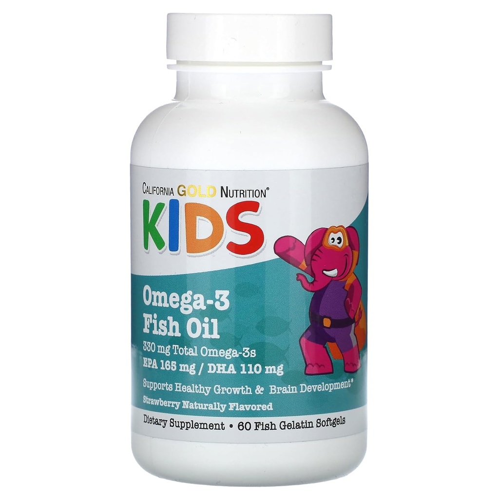 Omega-3 Fish Oil της Καλιφόρνιας Gold Nutrition Kid’s, Φυσική Φράουλα, 60 ψάρια Ζελατίνη Softgels