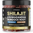 Organic Shilajit Gummies, Sea Moss, Ashwagandha, 105+ Trace Minerals – Organic Burdock Root & Lions Mane Mushroom – Καρπούζι - Vegan & Non-GMO – Κατασκευασμένο στις ΗΠΑ – 60ct