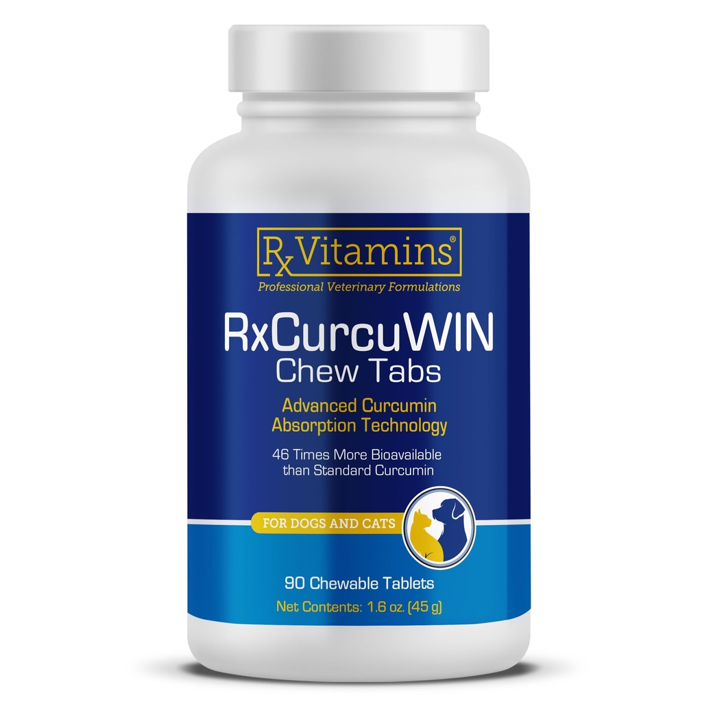Rx Βιταμίνες CurcuWIN - Κουρκουμίνη για σκύλους & γάτες - Βιταμίνες και συμπληρώματα, Αλλεργία Ανακούφιση - Παρέχει Ανοσολογική Υποστήριξη & Βοηθήματα Digestive Υποστήριξη - Κοινό Συμπλήρωμα - 90ct