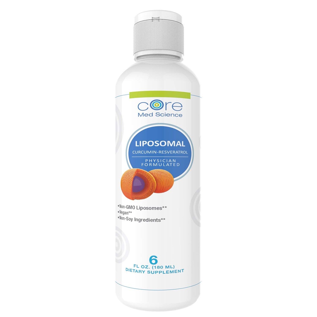 Core Med Science Liposomal Curcumin Resveratrol 200mg Curcumin και 75mg Resveratrol - 6 Fl Oz Liquid - συμπλήρωμα κουρκουμίνης υψηλής απορρόφησης