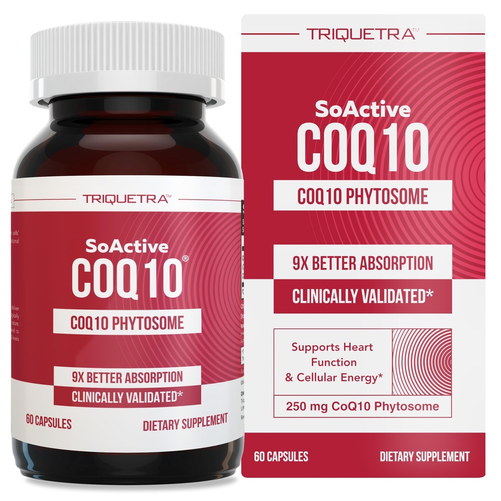 SoActive CoQ10® 250 mg: CoQ10 Phytosome with up to 9X Higher Absorption - Proven Cellular Delivery - Supports Cellular Energy Production (60 Capsules)
