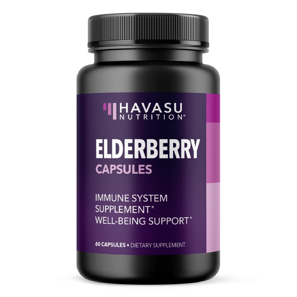 Sambucus Black Elderberry Κάψουλες - συμπλήρωμα υποστήριξης ανοσοποιητικών για ενήλικες - 400mg εκχύλισμα ανά υπηρεσία για τη συνολική ευεξία - χορτοφαγικά-Φιλικά, μη-GMO, Unflavored - 60 Count, 2 Μήνες προσφοράς