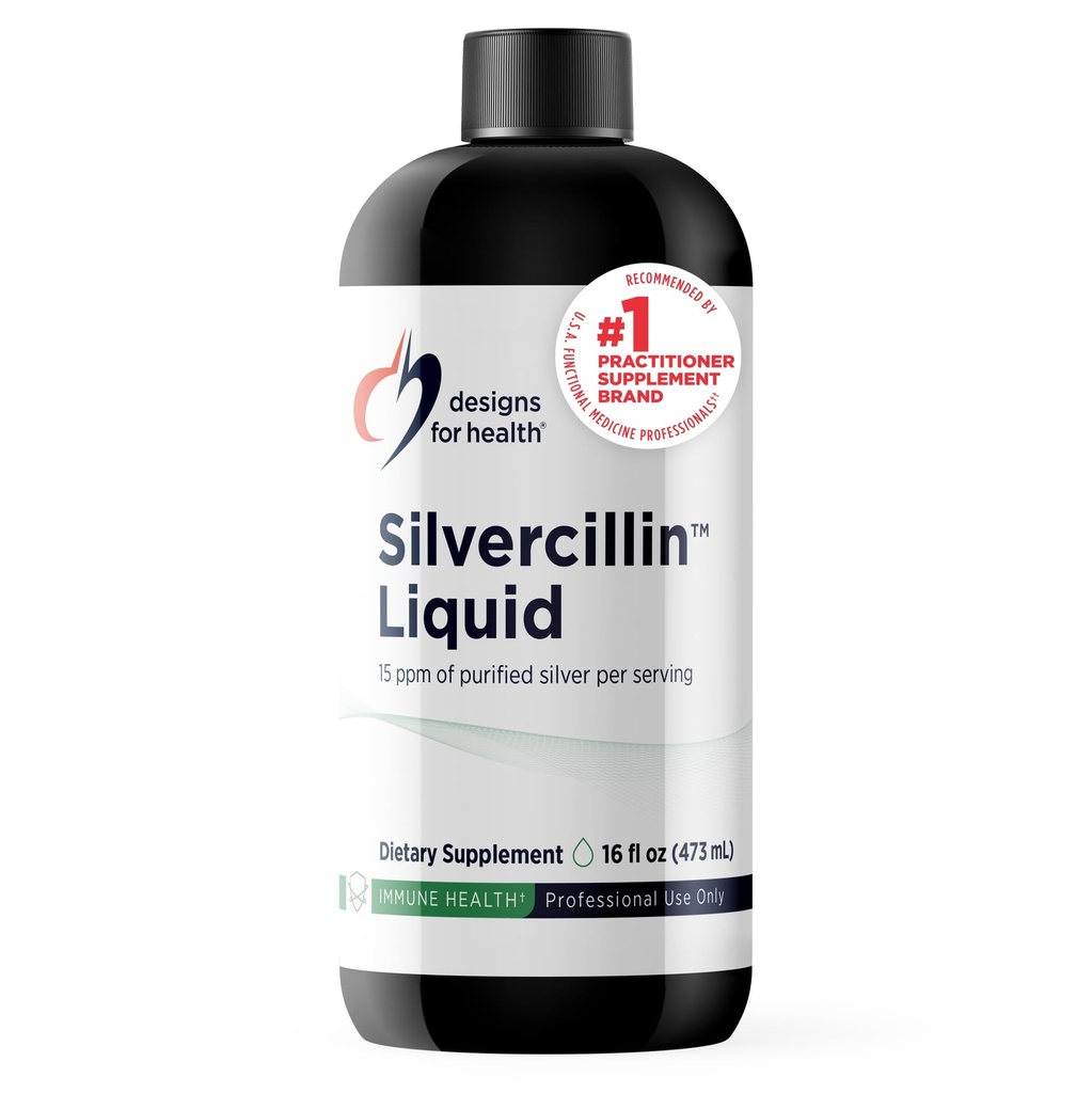 Σχέδια για την Υγεία - Silvercillin Liquid, 15ppm Μη Τοξική Μορφή Ασημιού - Μη ΓΤΟ GI + Συμπλήρωμα Υποστήριξης Ανοσοποιητικών (95 Servings / 16oz)