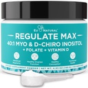 Ρυθμίστε το συμπλήρωμα MAX Myo-Inositol & D-Chiro Inositol σκόνη για τις γυναίκες με βιταμίνη D & Folate PCOS διατροφική υποστήριξη, Hormone Balance & Fertility Support, Unflaved 60 Services