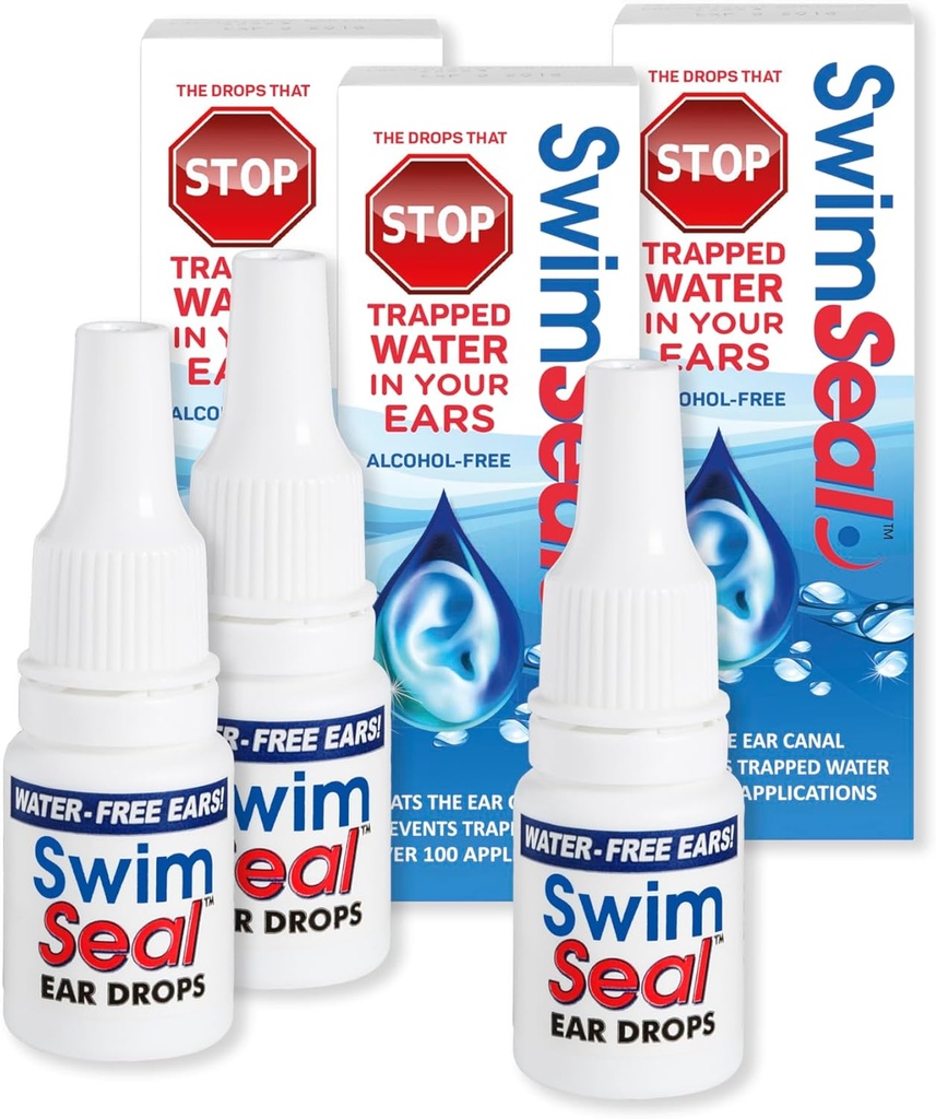 SwimSealTM Pro 3-Pack Όλες οι Φυσικές σταγόνες αυτιού Swimmer για καθημερινή χρήση Μάλλον από σταγόνες αλκοόλ ή ωτασπίδες. Η Λύση για τα Αυτιά Σας για Όλο το Νερό Έκθεση για Όλους τους Αιώνες.