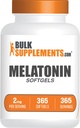 BulkSupplements.com Μελατονίνη Softgels - Συμπλήρωμα μελατονίνης, Βοηθήματα ύπνου για ενήλικες - Χωρίς γλουτένη, 1 Softgel ανά υπηρεσία (2mg), 365 Count (Pack of 1)
