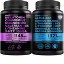 MEDCHOICE Μελατονίνη ύπνου (90ct) και Nootropic Brain (60ct) Συμπλήρωμα Bundle - Wellness Duo για τον ύπνο, τον εγκέφαλο, την εστίαση, & υποστήριξη διάθεσης - Vegan, μη-GMO, χωρίς γλουτένη