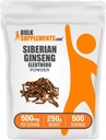 BulkSupplements.com Ελευθερός σκόνη - Siberian Ginseng σκόνη, Eleutherococcus sendicosus, Ginseng συμπλήρωμα βοτάνων - Χωρίς γλουτένη, 500mg ανά υπηρεσία, 250g (8,8 oz) (πακέτο του 1)