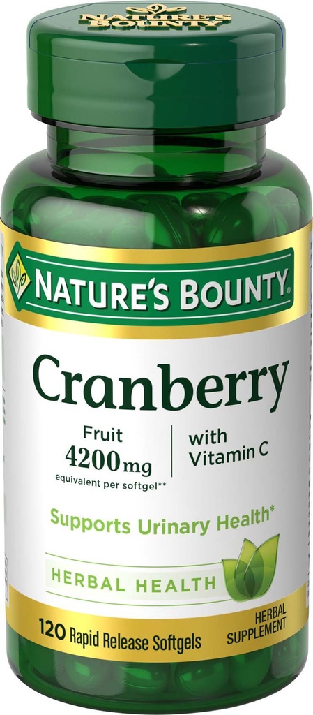 Nature's Bounty Cranberry Φρούτα Softgels 4200mg συν Βιταμίνη C, 100 μετρούν