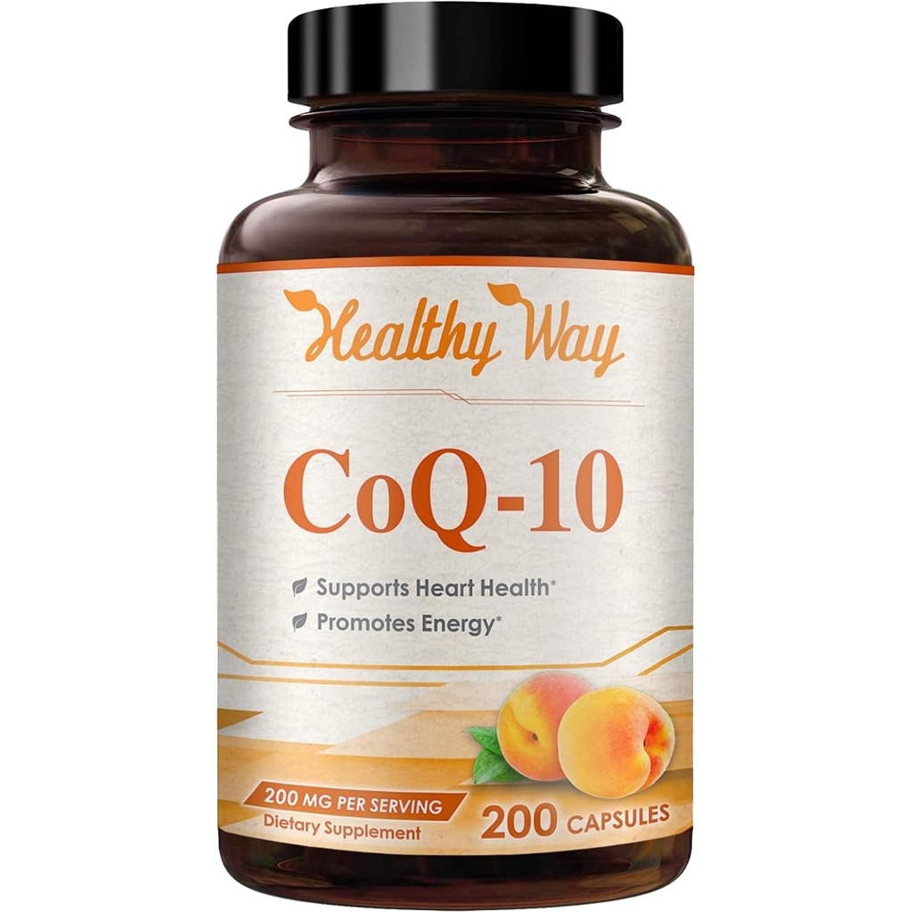 Coenzyme Q10 200mg CoQ10 Supplement -Once Daily CoQ10 200mg Powder Capsules for Heart Health, Antioxidant & Energy Support -Non-GMO, Quick Absorption Ubiquinone Q10 Coenzyme (Single)