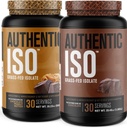 Jacked Factory Authentic ISO Grass Fed Whey Protein Isolate Powder - Χαμηλός υδατάνθρακες, πρωτεΐνη οικοδόμησης μυών μη ΓΤΟ w/No Fillers (Τσοκολάτο Φυστικοβούτυρο, 30sv) & (Τσοκολάτη, 30sv)
