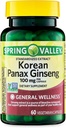 Σύγκλιση Κορεάτικες κάψουλες Panax Ginseng, 100 mg, 60 Count