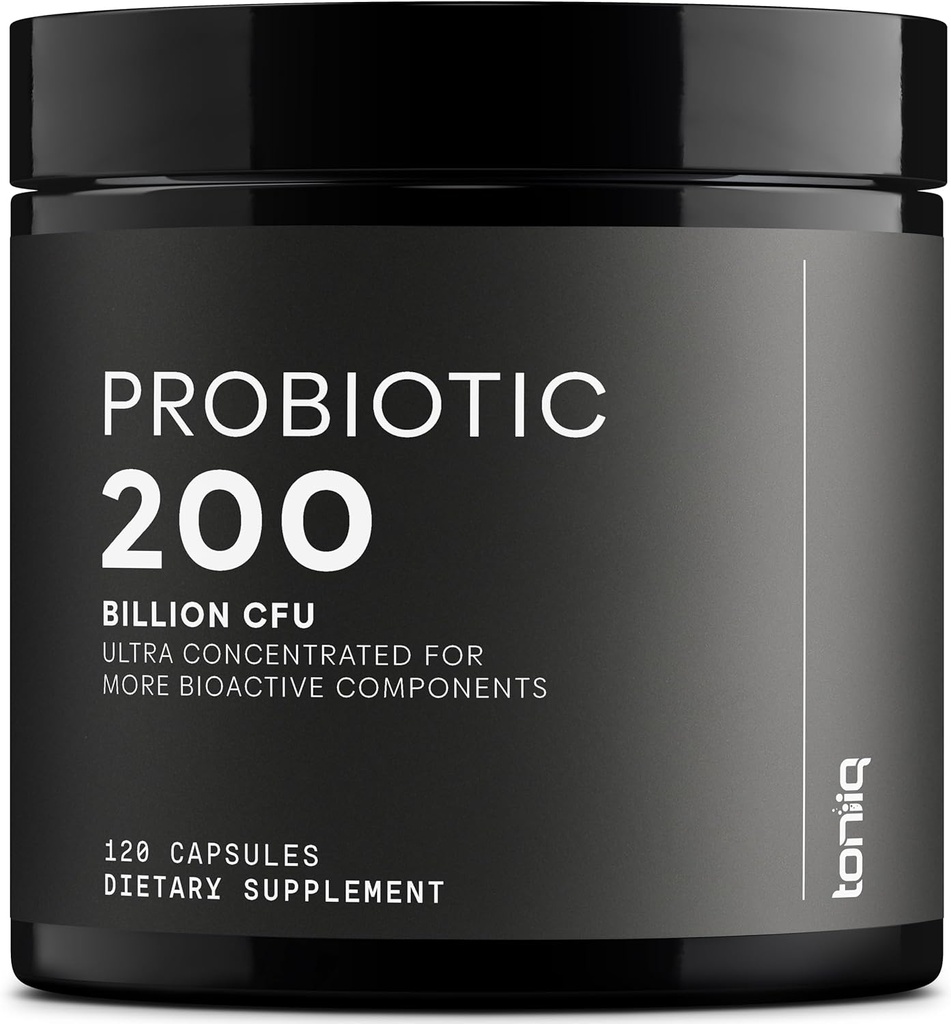 Toniiq 200 Δισεκατομμύρια CFU Probiotic Συμπλήρωμα 30 Επαληθευμένο τρίτο μέρος δοκιμασμένες στεφάνες - Πλήρως ράφι-σταθερή φόρμουλα προβιοτικών με προβιοτικό μείγμα - Εκτεταμένες κάψουλες απελευθέρωσης