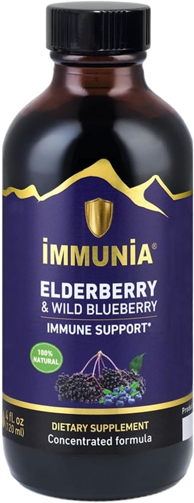 Immunia Elderberry & Wild Blueberry συμπυκνωμένο. Ενισχύστε το ανοσοποιητικό σας σύστημα φυσικά. Νοστιμότατη γεύση. 24-Ημερη προσφορά. (1-πακέτο)