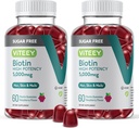 VITEEY Biotin Gummies for Hair, Skin, and Nails 5,000mcg - Sugar Free - Hair Growth Gummies, Healthy Skin Glow, Strong Healthy Nail Growth - Vegan, Gluten Free, Gelatin Free- Chewable Raspberry Flavor
