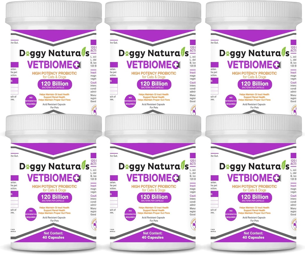 Vetbiome Plus High Potency Probiotics for Pets (240 Capsules) Made in U.S.A - NO Refrigeration Required !!