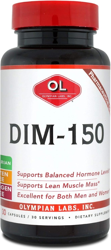 Συμπλήρωμα DIM Olympian Labs 150mg - DIM Diindolylmethane 30 Κάψουλες Παροχή DIM για Ισορροπία Οιστρογόνων, Ορμονική Εμμηνόπαυση, Θεραπεία Ακμής, PCOS, Bodybuilding
