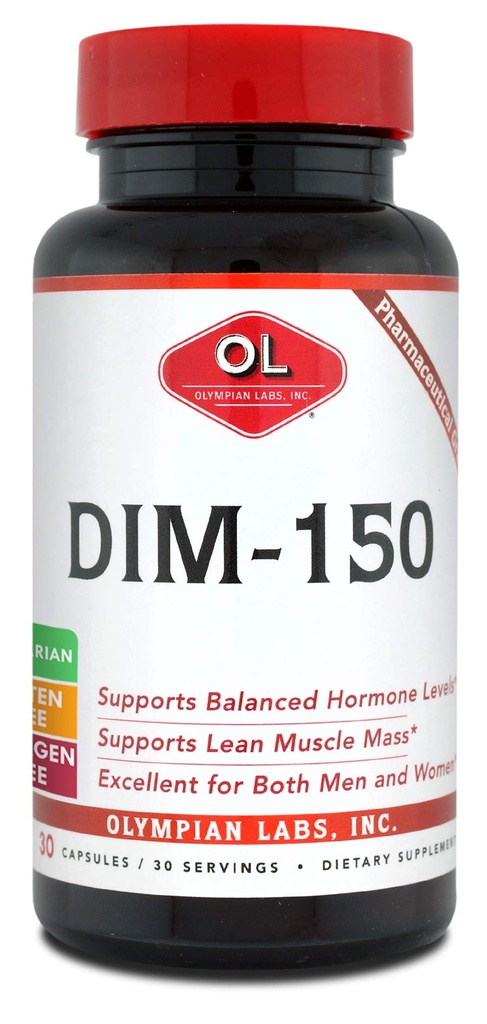 Συμπλήρωμα DIM Olympian Labs 150mg - DIM Diindolylmethane 30 Κάψουλες Παροχή DIM για Ισορροπία Οιστρογόνων, Ορμονική Εμμηνόπαυση, Θεραπεία Ακμής, PCOS, Bodybuilding