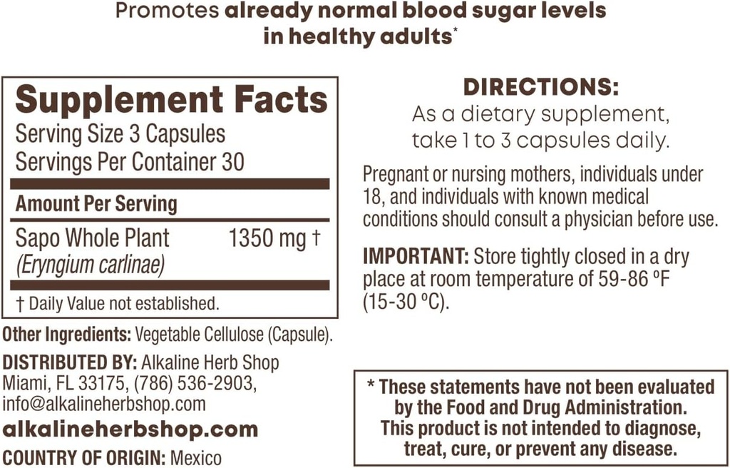 Alkaline Herb Shop Sapo - Hierba del Sapo - Συμπλήρωμα 90 Καψουλών