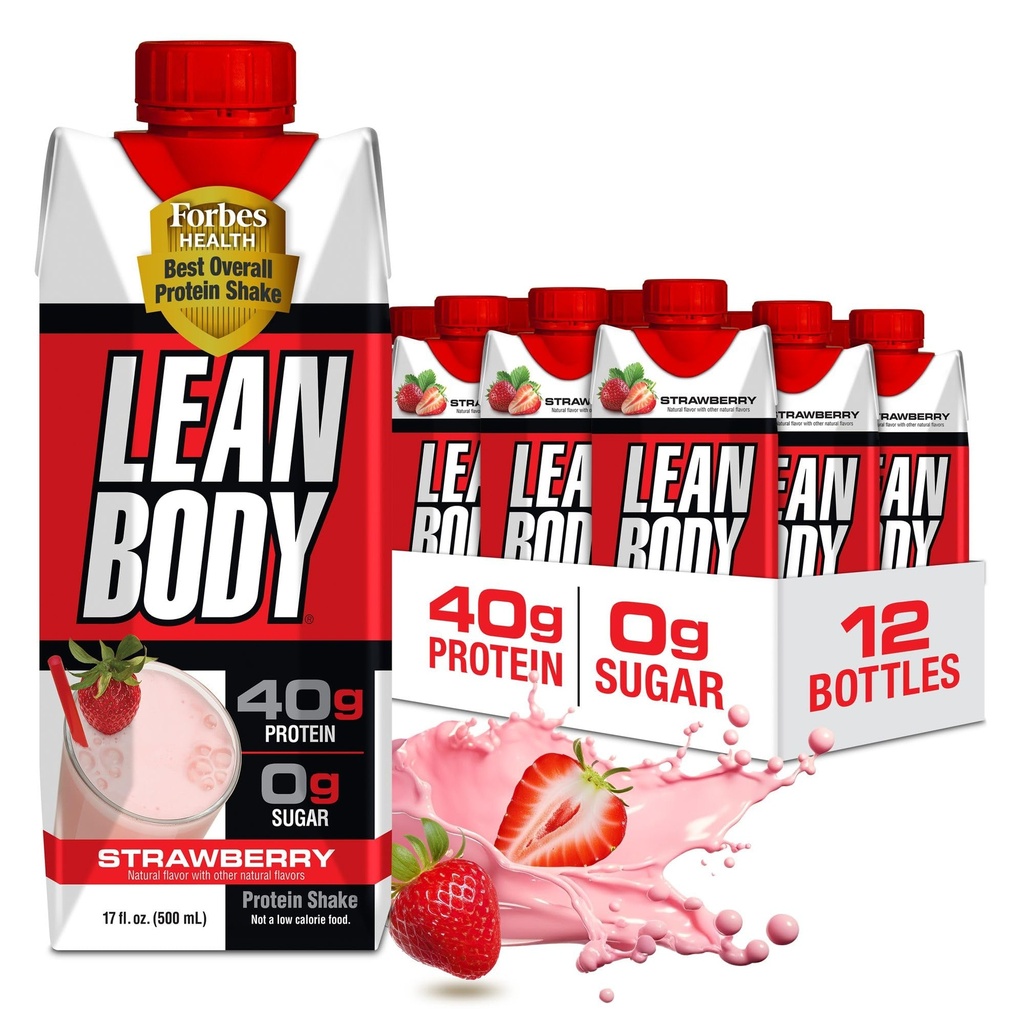 Labrada Lean Body Ready-to-drink Πρωτεΐνη φράουλας Shake, 40g Πρωτεΐνη, Μείγμα ορού γάλακτος, 0 Ζάχαρη, Χωρίς γλουτένη, 22 Βιταμίνες & Ορυκτά, 17 Ουγγιά (Ανακυκλώσιμο Κουτί & Λικέρ - Συσκευασία των 12) LABRADA