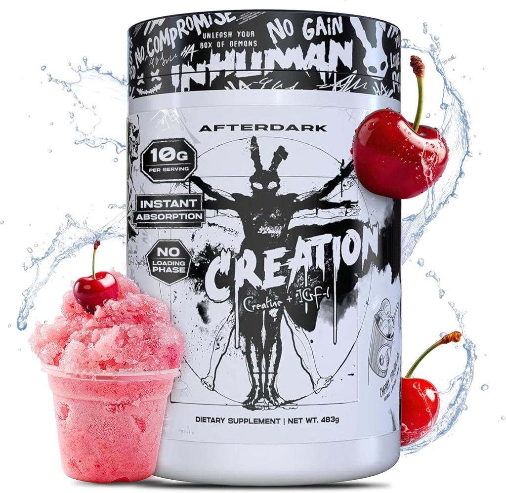 AfterDark Συμπληρώματα Creation Creatine Monohydrate Powder, 10000mg Creatine Matrix Blend, Προωθεί δύναμη, αντοχή & μυϊκή ανάπτυξη, GMP Certified, USA Made, 21 εξυπηρετούν, Cherry Italian Ice