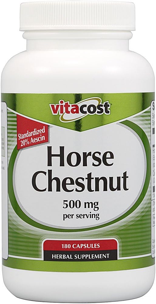 Vitacost Horse Chestnut - Standardized -- 500 mg per serving - 180 Capsules ( packaging has been updated )